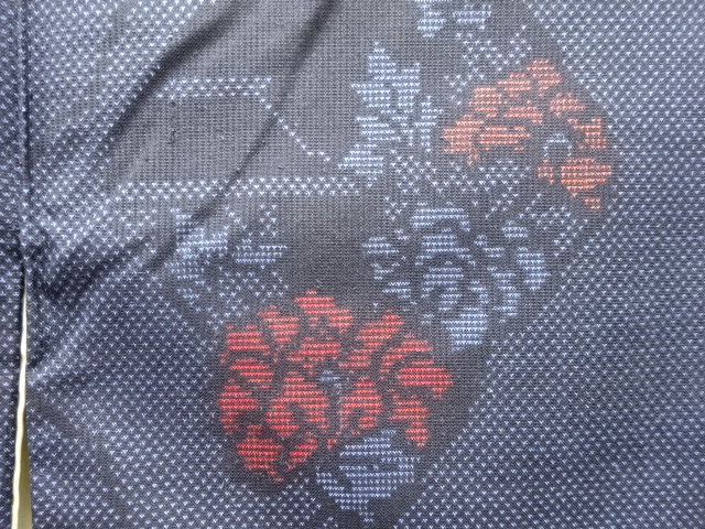 JAPANESE KIMONO / ANTIQUE KIMONO / DORO OSHIMA TSUMUGI / WOVEN RHOMBUS / 7MARUKI